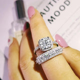 Trendy Fashion Design AAA CZ Diamonds Silver Ring Set - ringsuniverse