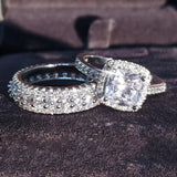 Trendy Fashion Design AAA CZ Diamonds Silver Ring Set - ringsuniverse