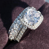 Trendy Fashion Design AAA CZ Diamonds Silver Ring Set - ringsuniverse