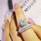 Trendy Fashion Design AAA CZ Diamonds Silver Ring Set - ringsuniverse