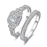 Princess Vintage Silver AAA+ CZ Diamonds Ring Set - ringsuniverse