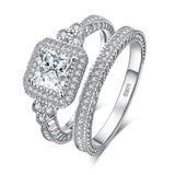 Princess Vintage Silver AAA+ CZ Diamonds Ring Set - ringsuniverse