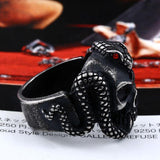 Vintage Snake Skull Biker Man Ring - ringsuniverse