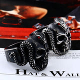 Vintage Snake Skull Biker Man Ring - ringsuniverse