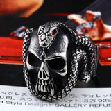 Vintage Snake Skull Biker Man Ring - ringsuniverse