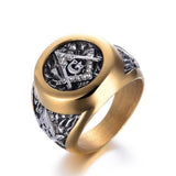 Masonic Inlaid Rhinestone Symbol G Freemason Ring - ringsuniverse