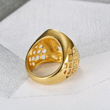 Horse Head Ring with Zircon Male Ring Fashion Jewelry High-quality Promotion Men Ring Gold Color Hip Hop 316L Stainless Steel - ringsuniverse