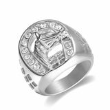 Horse Head Ring with Zircon Male Ring Fashion Jewelry High-quality Promotion Men Ring Gold Color Hip Hop 316L Stainless Steel - ringsuniverse
