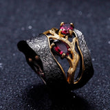 Handmade Branch Natural Rhodolite Garnet Ring - Rings Universe