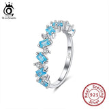 Authentic Silver Aquamarine Blue Clear Glitter Zircon Ring - ringsuniverse