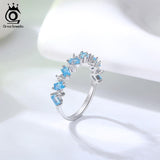 Authentic Silver Aquamarine Blue Clear Glitter Zircon Ring - ringsuniverse