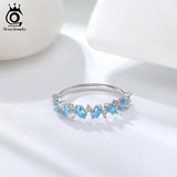 Authentic Silver Aquamarine Blue Clear Glitter Zircon Ring - ringsuniverse
