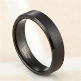 Black Tungsten Carbide Brushed Silver Color Rings - Rings Universe