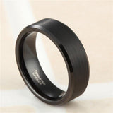 Black Tungsten Carbide Brushed Silver Color Rings
