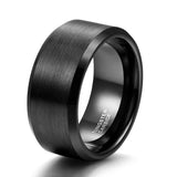 Black Tungsten Carbide Brushed Silver Color Rings - Rings Universe