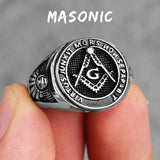 Stainless Steel Men Rings Masonic Freemasonry Skull Punk Rock Hip Hop for Biker Male Boyfriend Jewelry Creativity Gift Wholesale - ringsuniverse