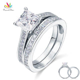 Terrific 1.5 Ct Princess Cut Z Diamond Bridal Ring Set - Rings Universe