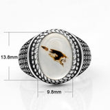 Vintage Big Natural Onyx Stone Silver Ring - Rings Universe