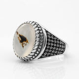 Vintage Big Natural Onyx Stone Silver Ring - Rings Universe