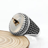 Vintage Big Natural Onyx Stone Silver Ring - Rings Universe