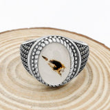 Vintage Big Natural Onyx Stone Silver Ring - Rings Universe