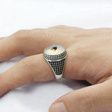 Vintage Big Natural Onyx Stone Silver Ring - Rings Universe