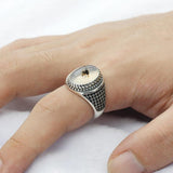 Vintage Big Natural Onyx Stone Silver Ring - Rings Universe