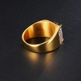 Gold Color Micro Pave Iced Out Square Ring - ringsuniverse