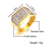 Gold Color Micro Pave Iced Out Square Ring - ringsuniverse