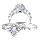 Dazzling 2 Pcs 1.7Ct Pear Shape Sona Diamond Ring Sets - Rings Universe