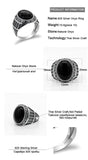 Silver Natural Black Agate Stone Handmade Ring - Rings Universe