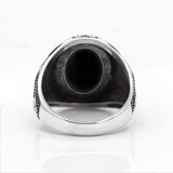 Silver Natural Black Agate Stone Handmade Ring - Rings Universe