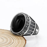 Silver Natural Black Agate Stone Handmade Ring - Rings Universe