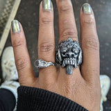 Motorcycle Biker Balinese Skull Ring - ringsuniverse