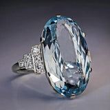 Light Sky Blue Solitaire AAA CZ Oval Stone Luxury Ring - Rings Universe