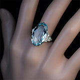 Light Sky Blue Solitaire AAA CZ Oval Stone Luxury Ring - Rings Universe