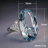 Light Sky Blue Solitaire AAA CZ Oval Stone Luxury Ring - Rings Universe