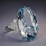Light Sky Blue Solitaire AAA CZ Oval Stone Luxury Ring - Rings Universe