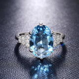Light Sky Blue Solitaire AAA CZ Oval Stone Luxury Ring - Rings Universe