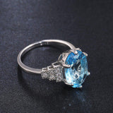 Light Sky Blue Solitaire AAA CZ Oval Stone Luxury Ring - Rings Universe