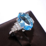 Light Sky Blue Solitaire AAA CZ Oval Stone Luxury Ring - Rings Universe