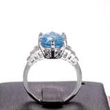 Light Sky Blue Solitaire AAA CZ Oval Stone Luxury Ring - Rings Universe