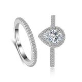 2021 Trendy Pink Silver Color Pear Cut Ring set - ringsuniverse