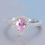 2021 Trendy Pink Silver Color Pear Cut Ring set - ringsuniverse