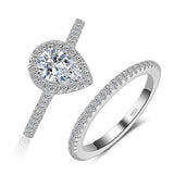 2021 Trendy Pink Silver Color Pear Cut Ring set - ringsuniverse