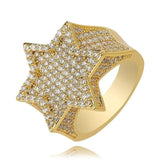 New Iced Out Hexagon Star Micro Paved Cubic Zircon Rings - ringsuniverse