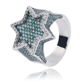 New Iced Out Hexagon Star Micro Paved Cubic Zircon Rings - ringsuniverse