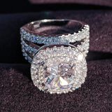 Luxury Delightful Big Silver Cushion Cut AAA CZ Ring - ringsuniverse