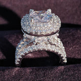 Luxury Delightful Big Silver Cushion Cut AAA CZ Ring - ringsuniverse