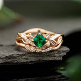Romantic Plant Rings Geometric Green AAA Cubic Zircon Ring - Rings Universe